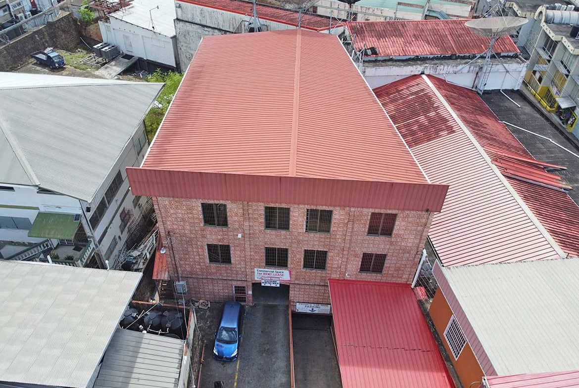 Cornerstone- Aerial view of Cornerstone™ building on St James Street with surrounding structures.