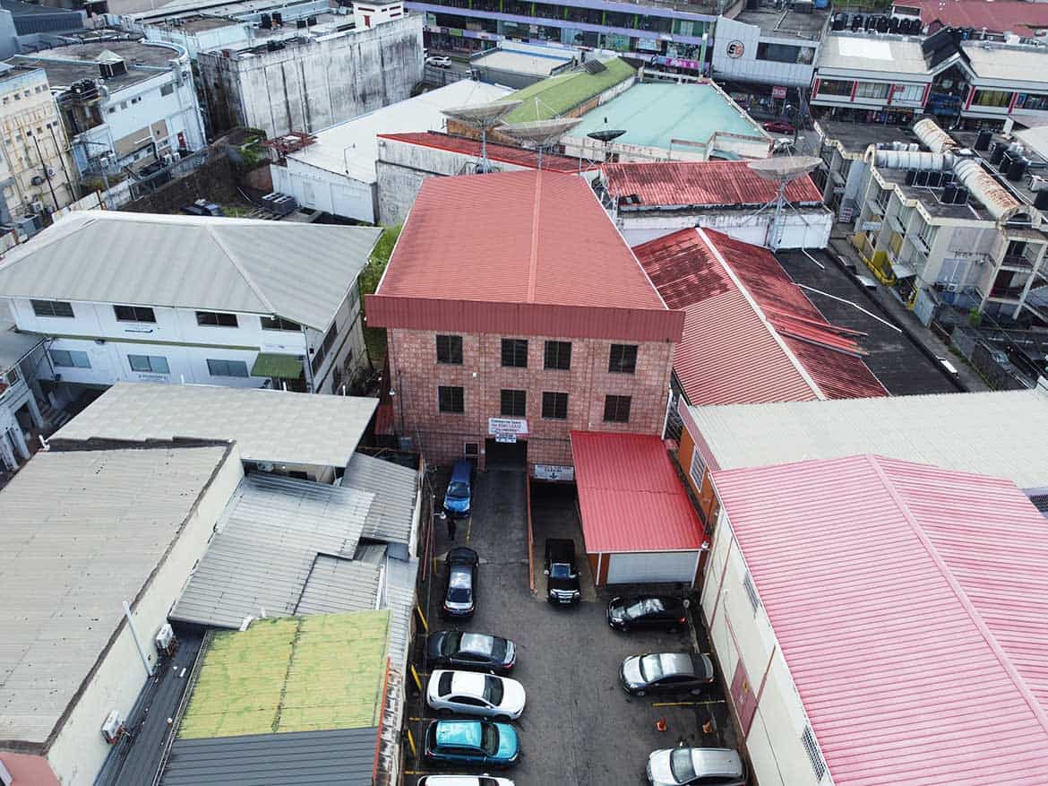 Cornerstone™ Building on St James Street Cornerstone- Aerial view of Cornerstone™ building on St James Street with surrounding structures.
