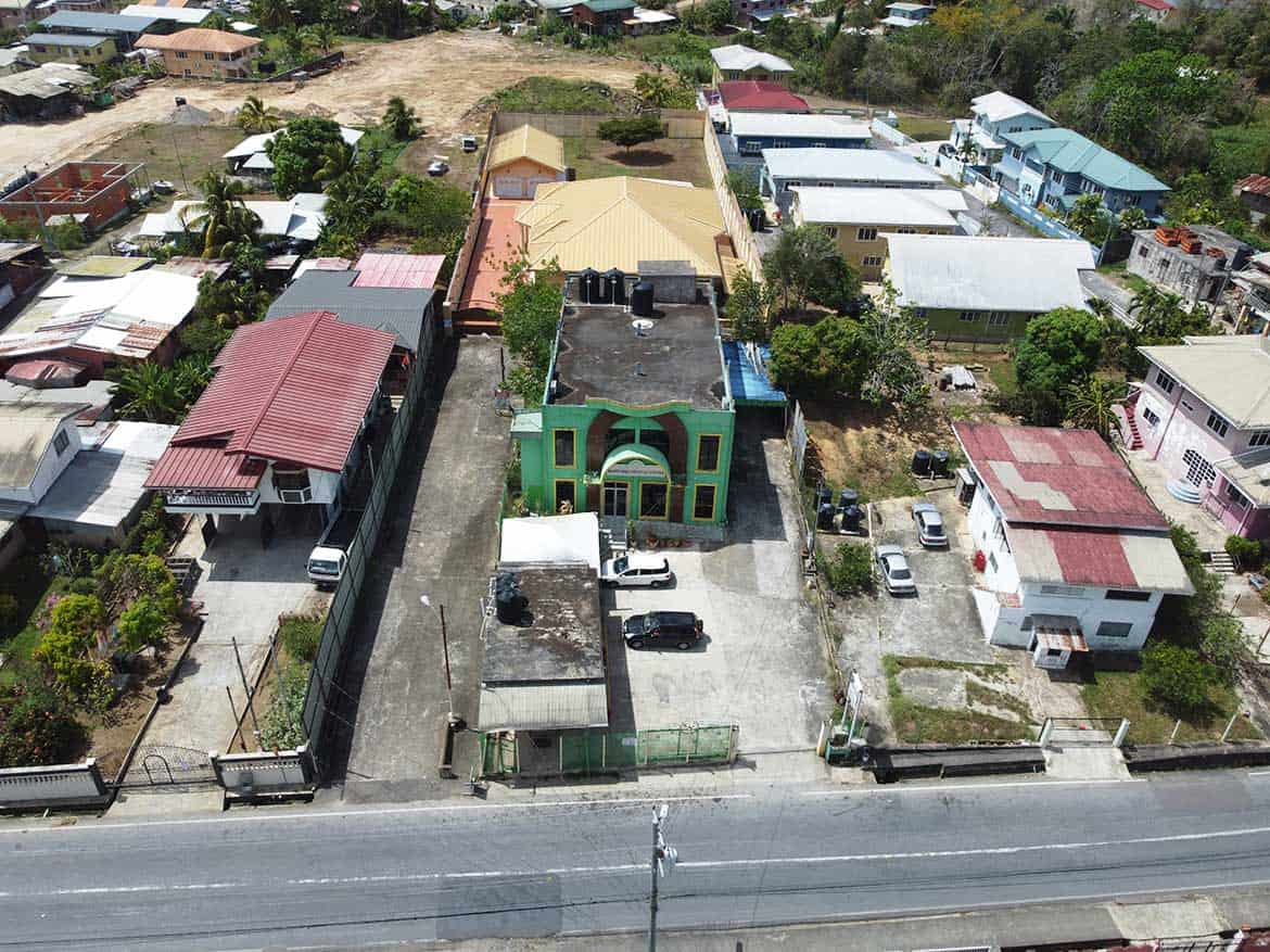 Cornerstone™ Building on Bonne Aventure Road Cornerstone- Aerial view of Cornerstone™ building on Bonne Aventure Road with surrounding houses.