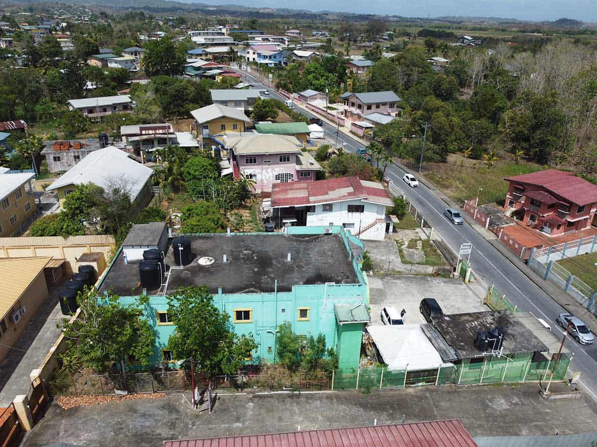 Residential Neighborhood in Bonne Aventure Road Cornerstone- Aerial view of houses and streets in Bonne Aventure Road area.