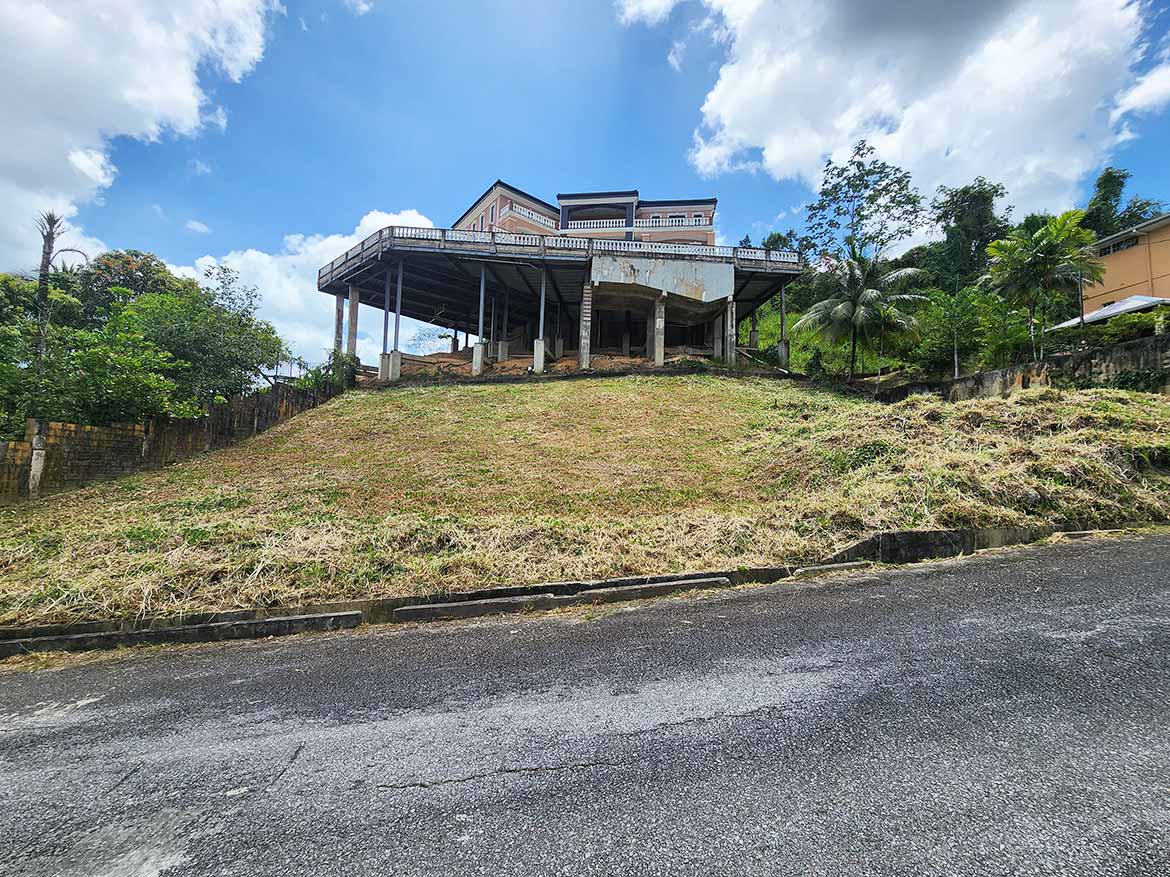 Cornerstone™ Residential Property Cornerstone- Modern house on a hill with a large deck and lush greenery.