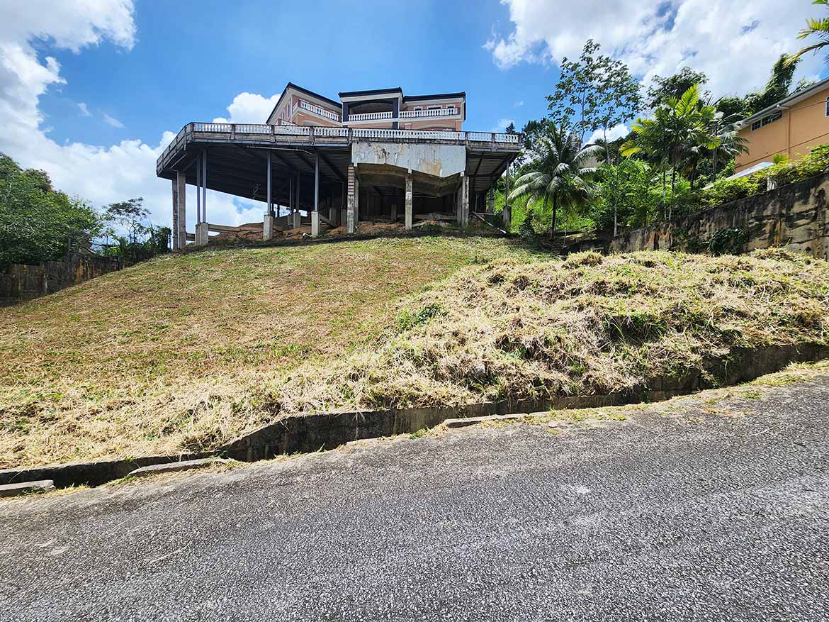 Cornerstone™ Residential Property Cornerstone- Modern house on a hill with a large deck and tropical trees.