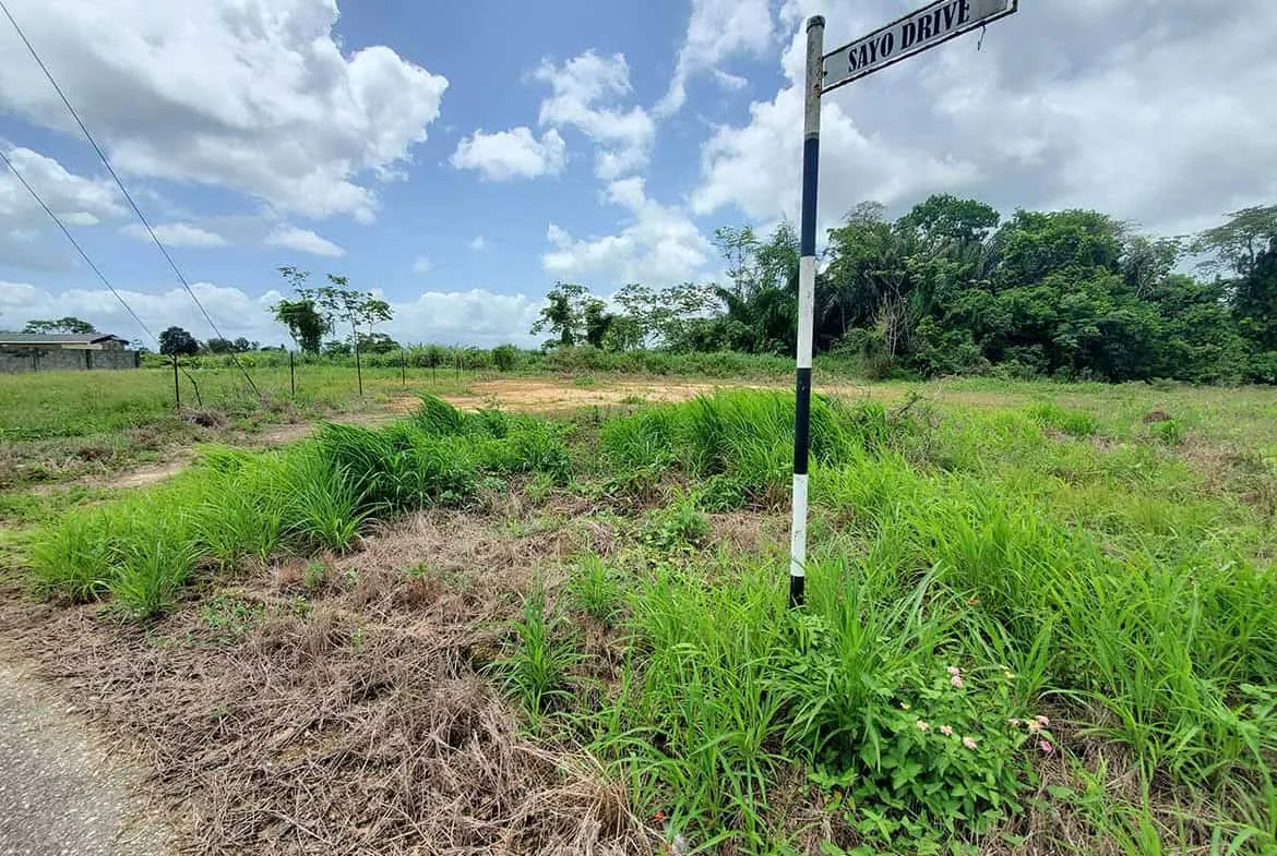 Cornerstone- Street sign at Jai Court in Brazil with lush greenery and blue sky.