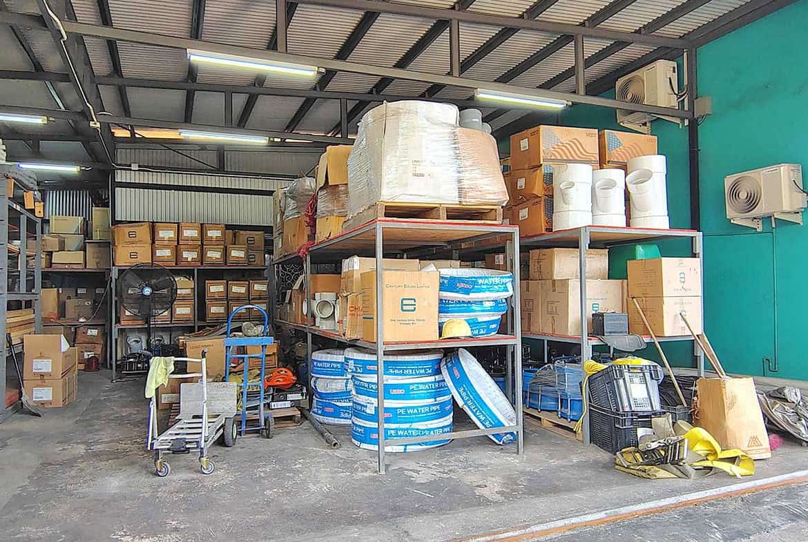 Cornerstone- Warehouse storage with boxes, pallets, and equipment at Cornerstone™.