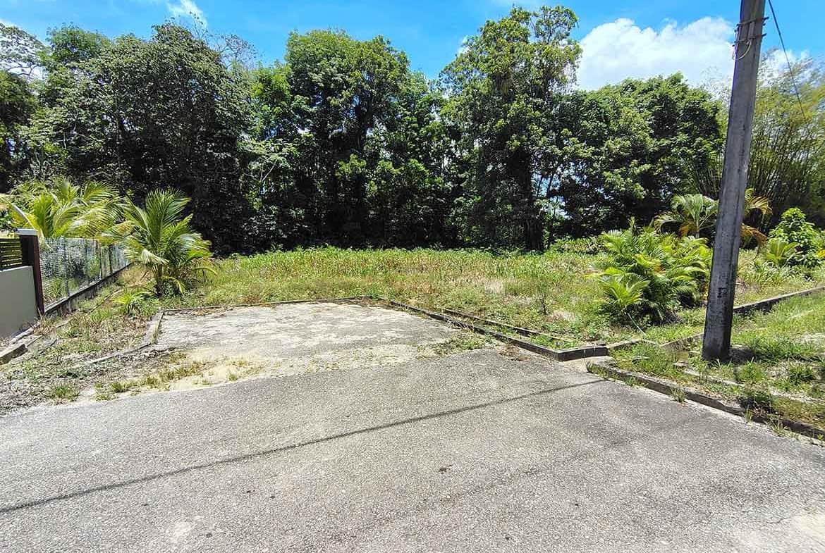 Cornerstone- Vacant land plot at Jabez Estates, Sangre Chiquito with lush greenery and clear sky.