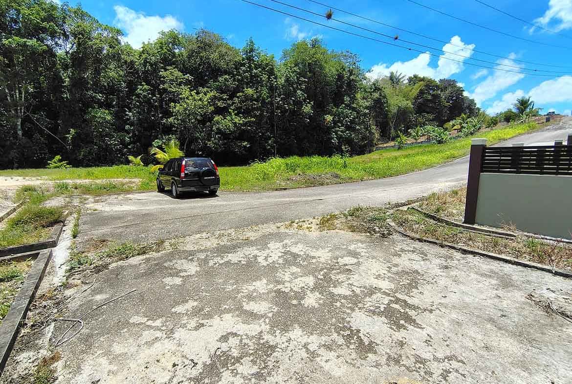 Cornerstone- Scenic view of Jabez Estates road with lush greenery and blue sky.