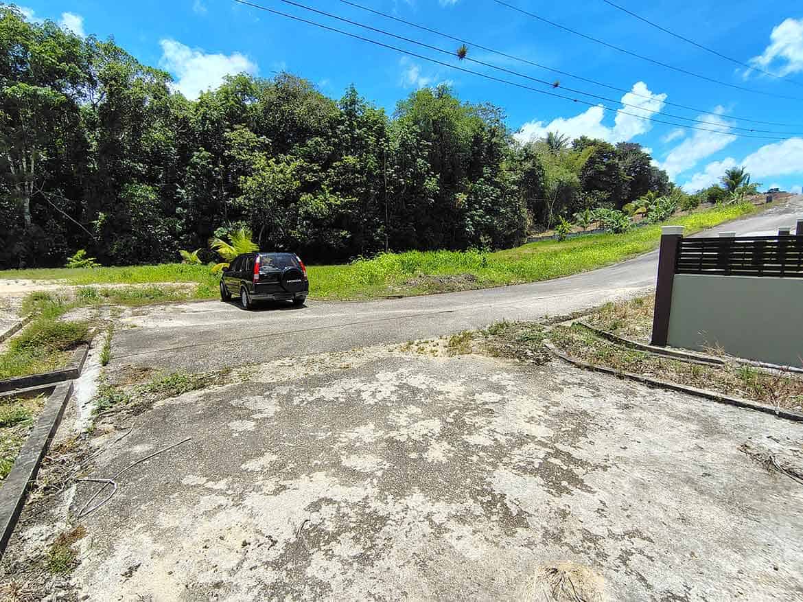 Jabez Estates Road View Cornerstone- Scenic view of Jabez Estates road with lush greenery and blue sky.