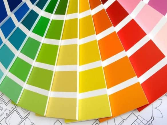 Cornerstone- Color swatch fan deck with vibrant paint colors for home decor.