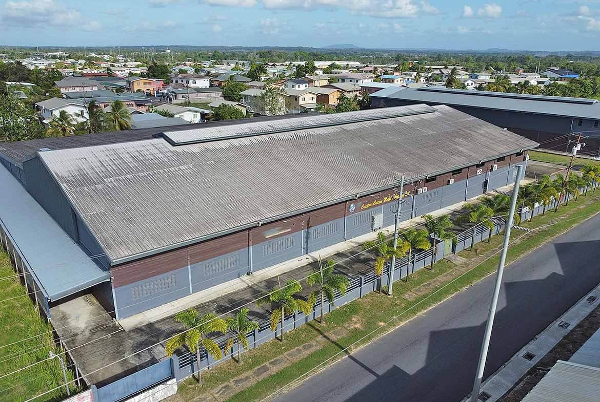 Cornerstone- Aerial view of e TecK Building in O'meara with surrounding neighborhood.