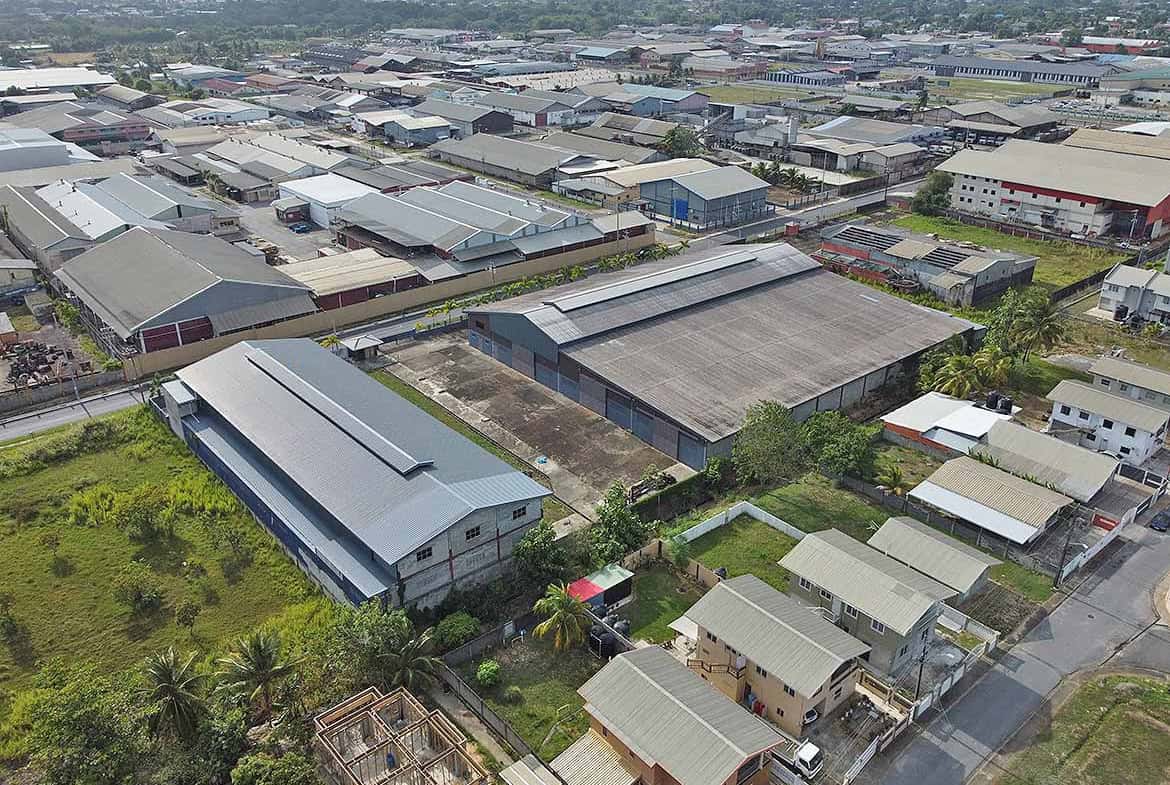 Cornerstone- Aerial view of industrial buildings at O'meara, showcasing Cornerstone™ facilities.