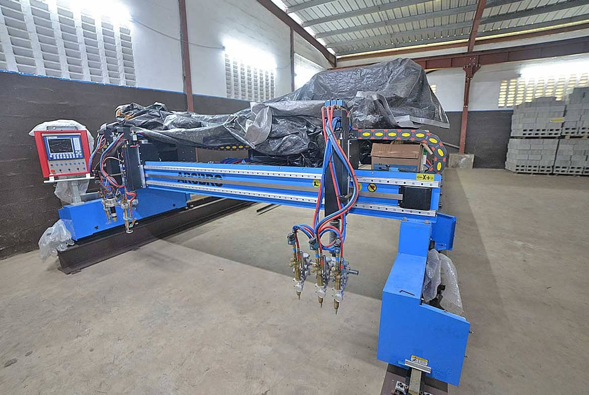 Cornerstone- Industrial machinery at e TecK Building in O'meara, Trinidad and Tobago.