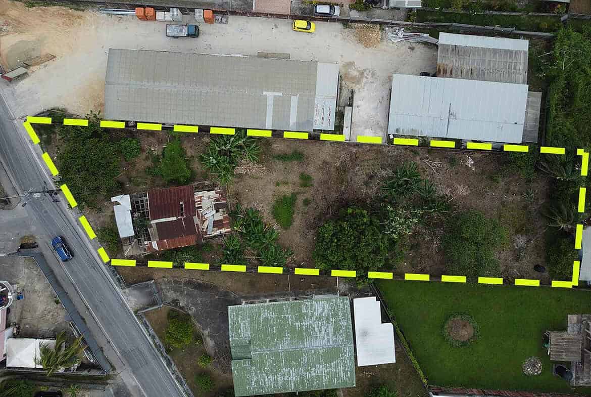 Cornerstone- Aerial view of Cornerstone™ property on St Lucien Road with surrounding buildings and greenery.