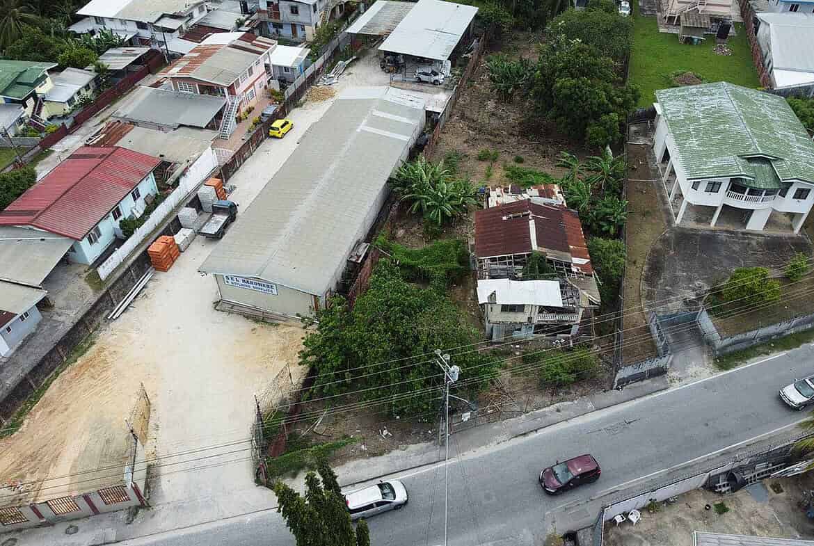 Cornerstone- Aerial view of houses and street on St Lucien Road in Cornerstone.