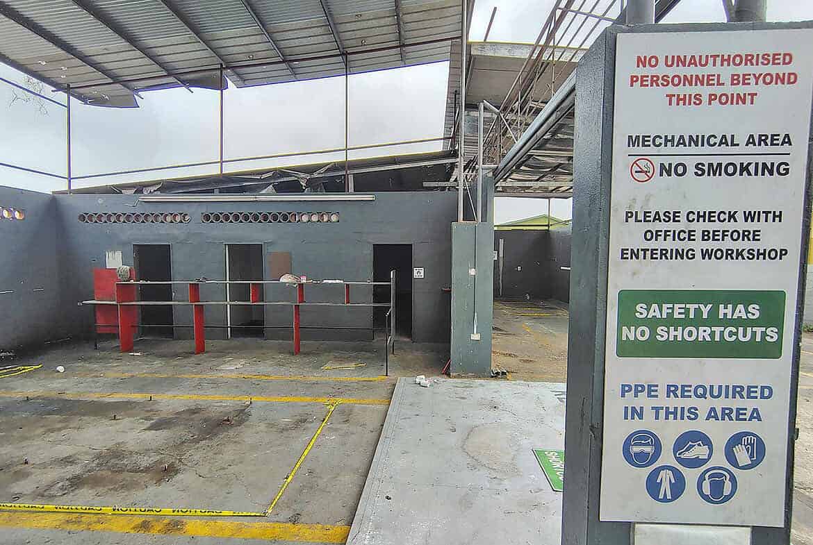 Cornerstone- Safety and access signs at Cornerstone™ mechanical area on Johnny King Road.